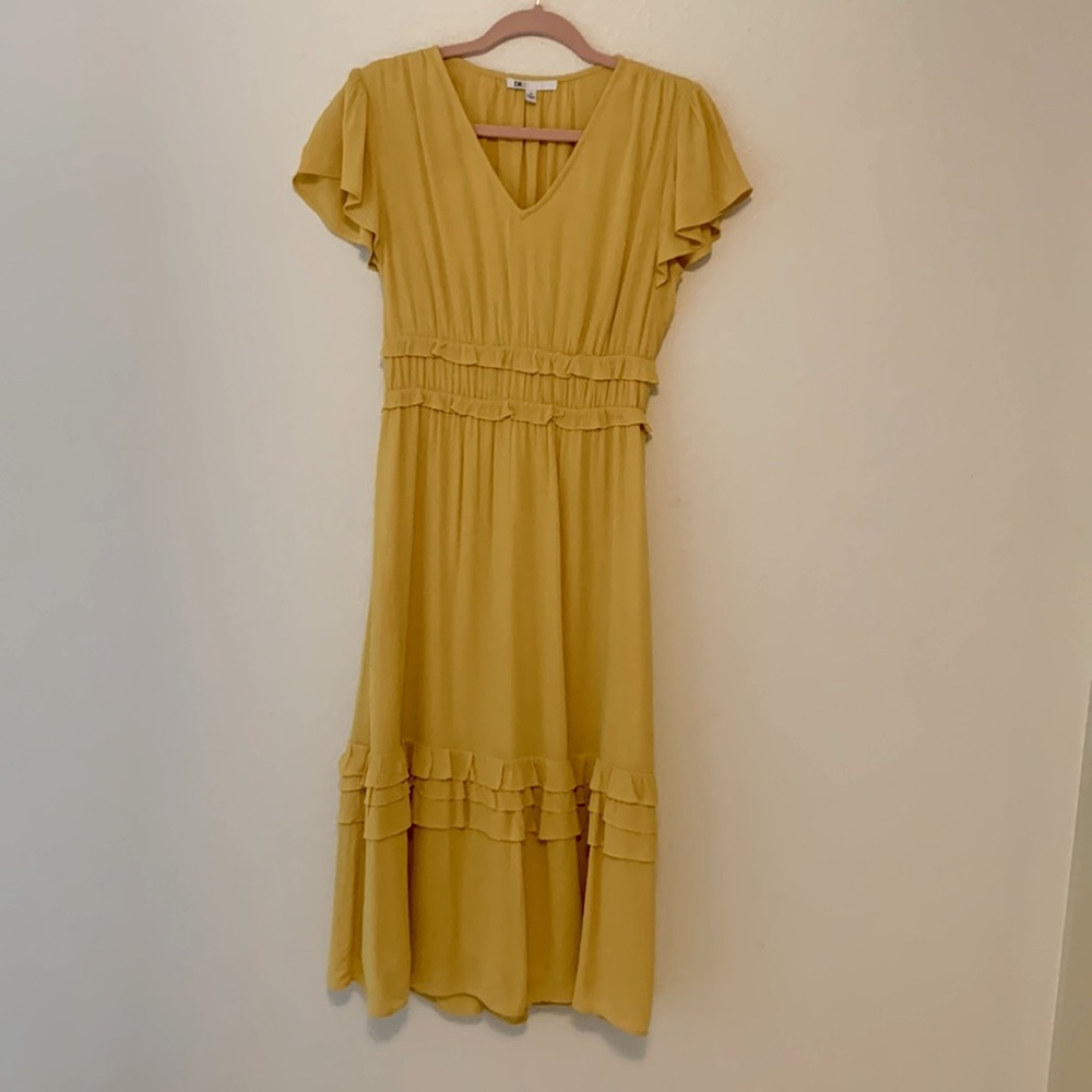 Mustard yellow midi dress